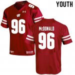 Youth Wisconsin Badgers NCAA #96 Cade McDonald Red Authentic Under Armour Stitched College Football Jersey YG31J34OE